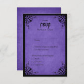 パープルブラック結婚ゴシック 出欠カード (正面/裏面)