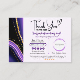 パープルブラック金ゴールドサンキュービジネスカード 名刺