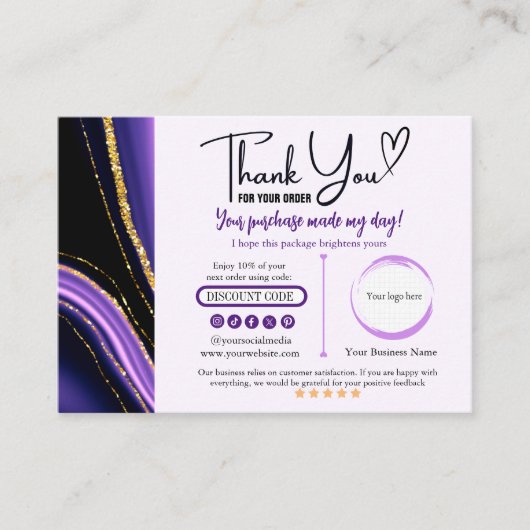 パープルブラック金ゴールドサンキュービジネスカード 名刺 (正面)