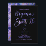 パープルブラック金ゴールドマーブルシックグラムスウィート16パーティー 招待状<br><div class="desc">カスタマイズイベント</div>