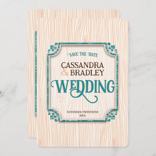 パープルブラック金ゴールド結婚式招待状 招待状 (正面/裏面)