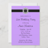 パープルブラック21歳の誕生日パーティの招待状 招待状 (裏面)