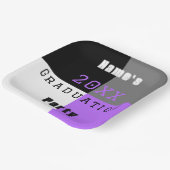 パープルブラック&ホワイトカスタム卒業式パーティー ペーパープレート (傾斜あり)