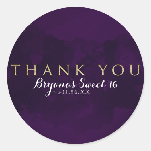 パープルブラック&金ゴールドグラムパモダンーティー ラウンドシール (正面)