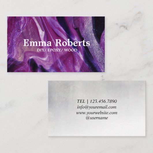 パープルブラックDIYエポキシウッド名刺 名刺 (正面/裏面)