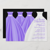 パープルブリモダンデメイドブライドドレスブライダルシャワー 招待状 (正面/裏面)