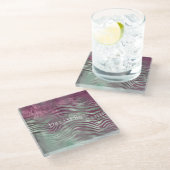 パープルブルガンディアクアミントゼブラ ガラスコースター (アングル)