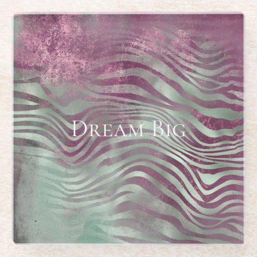 パープルブルガンディアクアミントゼブラ ガラスコースター (正面)