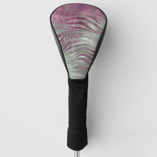 パープルブルガンディアクアミントゼブラ ゴルフヘッドカバー (正面)