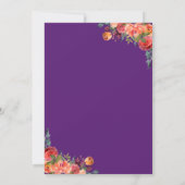 パープルブルガンディオレンジフローラビネヤードズ結婚ズ 招待状 (裏面)