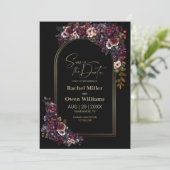 パープルブルガンディブラックフローラアー結婚チズ セーブザデート (スタンド正面)