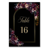 パープルブルガンディブラックフローラアー結婚チズ テーブルナンバー (正面)