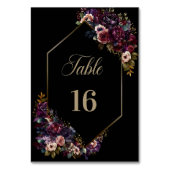 パープルブルガンディーブラックフローラジオメト結婚リ テーブルナンバー (裏面)