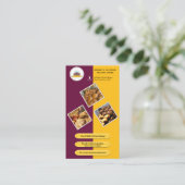 パープルブルゴーニュとイエローベーカリーQRコードブランディング 名刺 (スタンド正面)