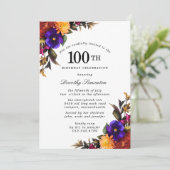 パープルブルゴーニュイエローフローラ100th誕生日パーティー 招待状 (スタンド正面)