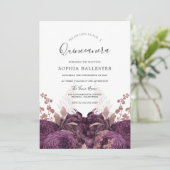 パープルブルゴーニュフローラエレガントキンセアニェラパーティー 招待状 (スタンド正面)