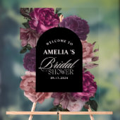 パープルブルゴーニュフローラブライダルシャワーへようこそ アクリルサイン (ニュートラル)
