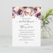 パープルブルゴーニュフローラ開花ブライダルシャワー 招待状 (スタンド正面)