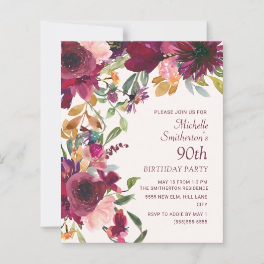 パープルブルゴーニュフローラ90誕生日予算 (正面)