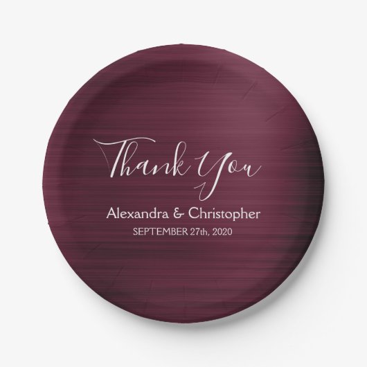 パープルブルゴーニュ結婚ーの感謝 ペーパープレート (正面)
