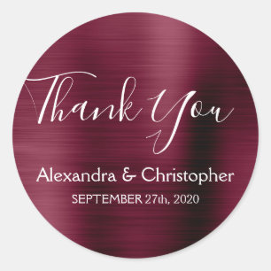 パープルブルゴーニュ結婚式の引き出物サンキュー ラウンドシール