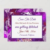 パープルブルゴーニュ絵を描ー注。ウェディング日付を保存 ポストカード (正面/裏面)