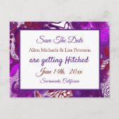 パープルブルゴーニュ絵を描ー注。ウェディング日付を保存 ポストカード (正面)