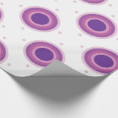 パープルブルズイエターゲット水玉模様ラウンドサークル ラッピングペーパー (角)