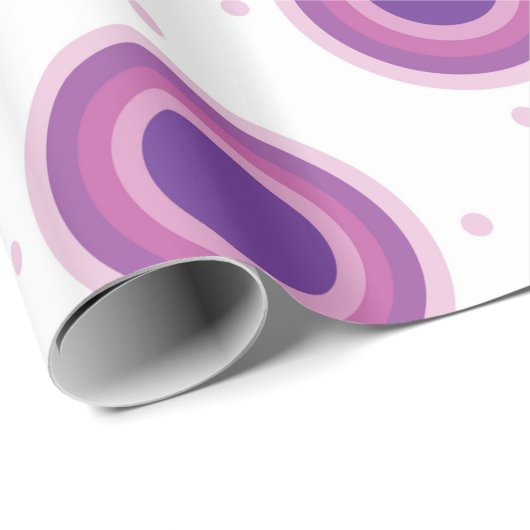 パープルブルズイエターゲット水玉模様ラウンドサークル ラッピングペーパー (ロールコーナー)