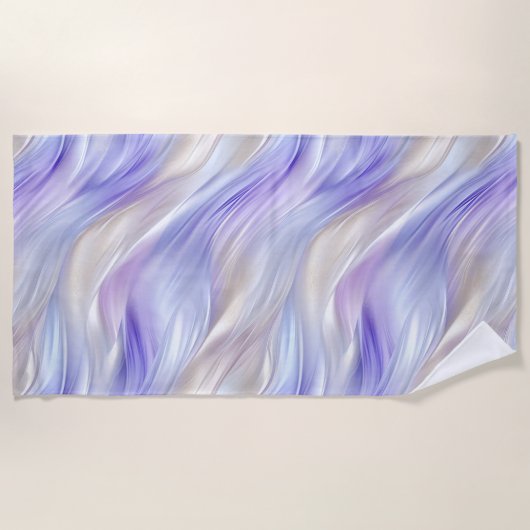 パープルブルーかわいらしパールホワイトスワール ビーチタオル (正面)