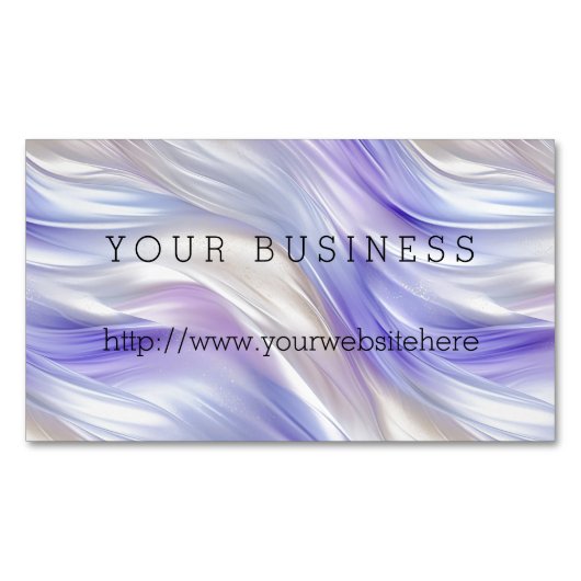 パープルブルーかわいらしパールホワイトスワール マグネット名刺 (正面)