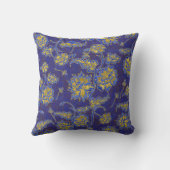 パープルブルーと金ゴールドフローラチンツ クッション (裏面)