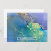 パープルブルーと金ゴールド抽象芸術アルコールインクアート ノートカード (正面/裏面)