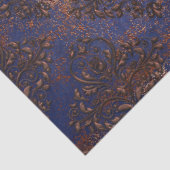 パープルブルーのデコページ上の銅ダマスク 薄葉紙 (詳細)