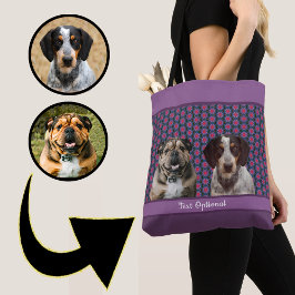 パープルブルーのモダンな写真ギフト 愛犬家の母のためのグッズ トートバッグ