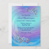 パープルブルーの誕生日婚約結婚式 招待状 (裏面)