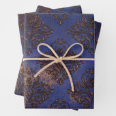 パープルブルーの銅ダマスク ラッピングペーパーシート (インサイチュ)