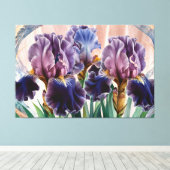 *~*パープルブルーアイリスアイリスヴィンテージフローラTV2 キャンバスプリント (インサイチュ (ウッドフロア))