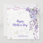 パープルブルーアイリスキュートバタフライマザーズ昼ブランチ 招待状 (裏面)