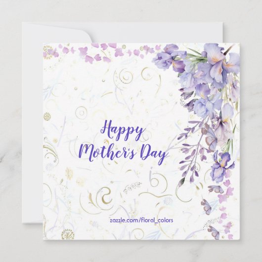 パープルブルーアイリスキュートバタフライマザーズ昼ブランチ 招待状 (裏面)