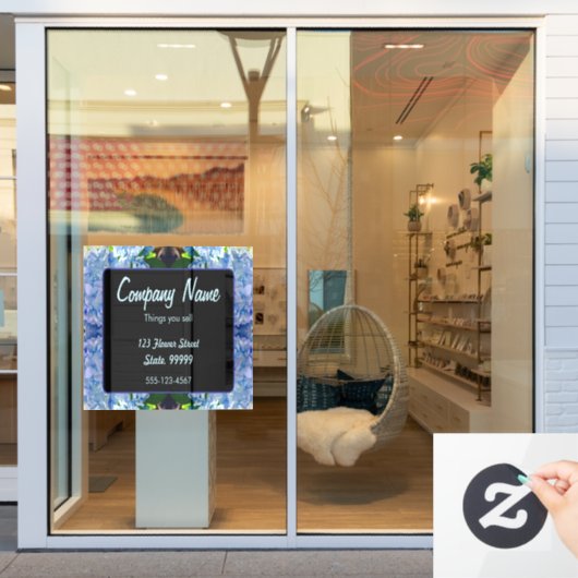 パープルブルーアジサイの花束 ウィンドウサイン (店舗窓)