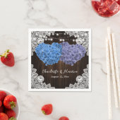 パープルブルーアジサイ材ライトズフローラ結婚ズ スタンダードカクテルナプキン (インサイチュ)