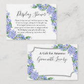 パープルブルーアジサイ表示ブライダルシャワー エンクロージャーカード (正面/裏面)