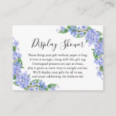 パープルブルーアジサイ表示ブライダルシャワー エンクロージャーカード (正面)