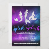 パープルブルーアダルトパーティーマーメイド招待状 招待状 (正面)