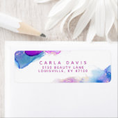 パープルブルーアルコールインクモダン差出人住所 ラベル (インサイチュ)