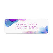 パープルブルーアルコールインクモダン差出人住所 ラベル (正面)