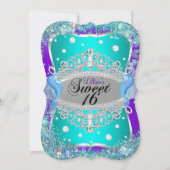 パープルブルーアンダーザシーティアラスウィート16招待状 招待状 (正面)