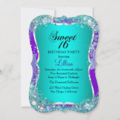 パープルブルーアンダーザシーティアラスウィート16招待状 招待状 (裏面)