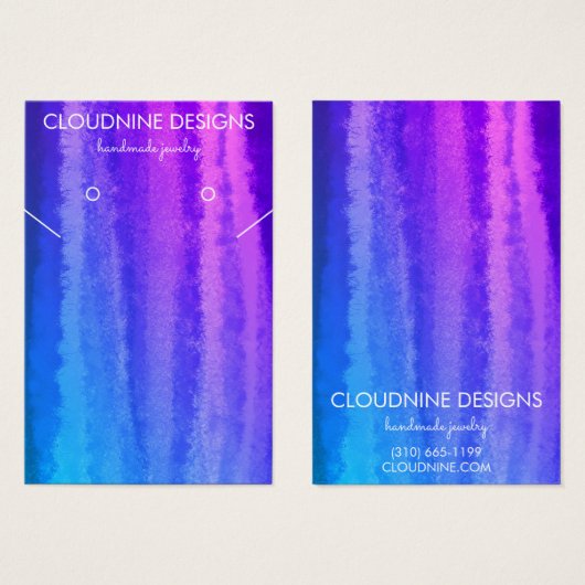 パープルブルーイヤリングネックレスジュエリーディスプレイカード (正面&裏面)